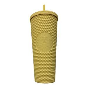 Starbucks Butter Yellow Studded Tumbler Venti 24 ounce China Cold Cup Matte NEW